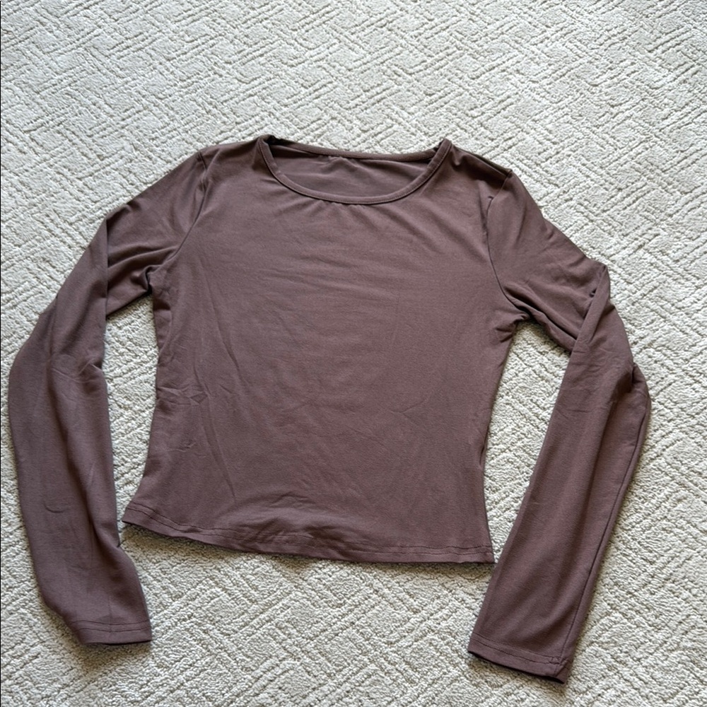 Elegant Brown Long Sleeve Top